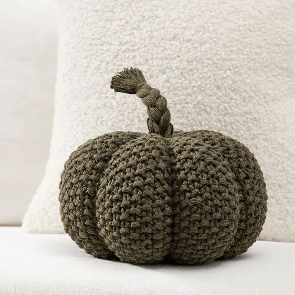 Pottery Barn Seedstitch Pumpkin Pillow Loden